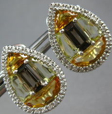 8.22CT DIAMOND & MULTI COLOR TOPAZ 14KT WHITE GOLD 3D TEAR DROP CLIP ON EARRINGS