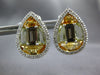 8.22CT DIAMOND & MULTI COLOR TOPAZ 14KT WHITE GOLD 3D TEAR DROP CLIP ON EARRINGS