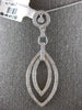 ESTATE LARGE .92CT DIAMOND 14KT WHITE GOLD 3D DOUBLE LEAF FUN FLOATING PENDANT