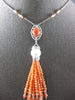 85.38CT DIAMOND AAA CORAL & SOUTH SEA PEARL 18KT WHITE GOLD CHANDELIER NECKLACE