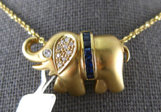 .46CT DIAMOND & AAA SAPPHIRE 18K YELLOW GOLD HAPPY ELEPHANT FUN FLOATING PENDANT