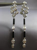 EXTRA LARGE 3.82CT DIAMOND & BLACK ENAMEL 18KT WHITE GOLD OVAL HANGING EARRINGS