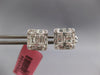 1.16CT DIAMOND 18KT WHITE GOLD ROUND & BAGUETTE INVISIBLE SQUARE STUD EARRINGS
