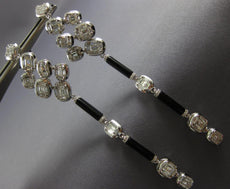EXTRA LARGE 3.82CT DIAMOND & BLACK ENAMEL 18KT WHITE GOLD OVAL HANGING EARRINGS