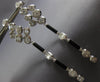 EXTRA LARGE 3.82CT DIAMOND & BLACK ENAMEL 18KT WHITE GOLD OVAL HANGING EARRINGS