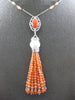 85.38CT DIAMOND AAA CORAL & SOUTH SEA PEARL 18KT WHITE GOLD CHANDELIER NECKLACE