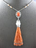 85.38CT DIAMOND AAA CORAL & SOUTH SEA PEARL 18KT WHITE GOLD CHANDELIER NECKLACE