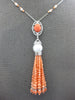85.38CT DIAMOND AAA CORAL & SOUTH SEA PEARL 18KT WHITE GOLD CHANDELIER NECKLACE