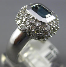 1.66CT DIAMOND & AAA SAPPHIRE 14KT WHITE GOLD EMERALD CUT & ROUND BEZEL FUN RING