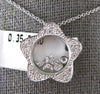 ESTATE .35CT DIAMOND 18KT WHITE GOLD 3D STAR MOON & HEART LOVE FLOATING PENDANT