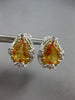LARGE 7.71CT DIAMOND & CITRINE & YELLOW SAPPHIRE 14K WHITE GOLD HANGING EARRINGS