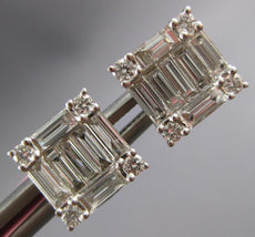 1.32CT DIAMOND 18KT WHITE GOLD ROUND & BAGUETTE INVISIBLE SQUARE STUD EARRINGS