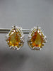 LARGE 7.71CT DIAMOND & CITRINE & YELLOW SAPPHIRE 14K WHITE GOLD HANGING EARRINGS