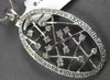 LARGE .62CT DIAMOND 14KT WHITE GOLD 3D OVAL ETOILE CRISS CROSS FLOATING PENDANT