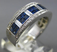 1.7CT DIAMOND & SAPPHIRE 18K WHITE GOLD PRINCESS ROUND & BAGUETTE INVISIBLE RING