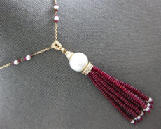 56.92CT DIAMOND AAA RUBY & SOUTH SEA PEARL 18K ROSE GOLD CHANDELIER FUN NECKLACE