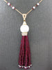 56.92CT DIAMOND AAA RUBY & SOUTH SEA PEARL 18K ROSE GOLD CHANDELIER FUN NECKLACE