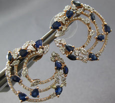 4.16CT DIAMOND & AAA SAPPHIRE 14KT ROSE GOLD CIRCULAR MOON MULTI SHAPE EARRINGS