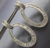 LARGE 4.34CT DIAMOND 18KT WHITE GOLD ROUND & BAGUETTE OPEN OVAL HANGING EARRINGS
