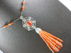 LARGE & LONG 102.87CT DIAMOND & AAA CORAL 18KT WHITE GOLD 3D CHANDELIER NECKLACE