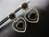 4.35CT DIAMOND & AAA SMOKEY TOPAZ 14KT WHITE GOLD TRIPLE HEART HANGING EARRINGS