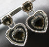 4.35CT DIAMOND & AAA SMOKEY TOPAZ 14KT WHITE GOLD TRIPLE HEART HANGING EARRINGS