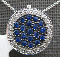 .59CT DIAMOND & AAA SAPPHIRE 14KT WHITE GOLD ROUND PAVE SLIDER FLOATING PENDANT