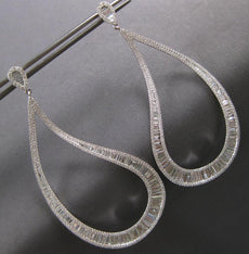 EXTRA LARGE 5.56CT DIAMOND 18KT WHITE GOLD 3D OPEN TEAR DROP HANGING EARRINGS