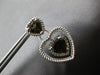4.35CT DIAMOND & AAA SMOKEY TOPAZ 14KT WHITE GOLD TRIPLE HEART HANGING EARRINGS