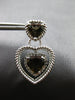4.35CT DIAMOND & AAA SMOKEY TOPAZ 14KT WHITE GOLD TRIPLE HEART HANGING EARRINGS