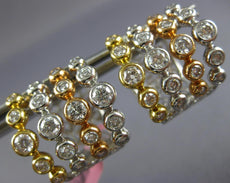 LARGE 2.26CT DIAMOND 18KT TRI COLOR GOLD MULTI ROW HOOP HUGGIE HANGING EARRINGS