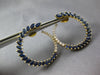 LARGE 4.30CT DIAMOND & AAA SAPPHIRE 14KT YELLOW GOLD 3D SIDEWAY HANGING EARRINGS