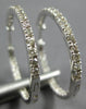 ESTATE 1.0CT DIAMOND 14KT WHITE GOLD 3D ROUND HOOP INSIDE OUT HANGING EARRINGS