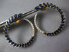 LARGE 4.30CT DIAMOND & AAA SAPPHIRE 14KT YELLOW GOLD 3D SIDEWAY HANGING EARRINGS