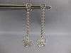 ANTIQUE LARGE ROSE CUT 3.70CT DIAMOND 18KT WHITE GOLD 3D FLOWER HANGING EARRINGS