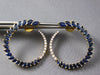 LARGE 4.30CT DIAMOND & AAA SAPPHIRE 14KT YELLOW GOLD 3D SIDEWAY HANGING EARRINGS