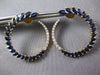LARGE 4.30CT DIAMOND & AAA SAPPHIRE 14KT YELLOW GOLD 3D SIDEWAY HANGING EARRINGS