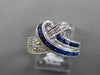 1.49CT DIAMOND & AAA SAPPHIRE 14KT WHITE GOLD 3D ROUND & BAGUETTE LOVE KNOT RING