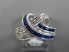 1.49CT DIAMOND & AAA SAPPHIRE 14KT WHITE GOLD 3D ROUND & BAGUETTE LOVE KNOT RING