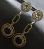 ESTATE .3CT DIAMOND 14KT 2 TONE GOLD 3D MULTI CIRCULAR HANGING FUN EARRINGS