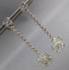 ANTIQUE LARGE ROSE CUT 3.70CT DIAMOND 18KT WHITE GOLD 3D FLOWER HANGING EARRINGS