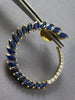 LARGE 4.30CT DIAMOND & AAA SAPPHIRE 14KT YELLOW GOLD 3D SIDEWAY HANGING EARRINGS