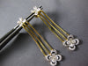 ESTATE 1.42CT DIAMOND 14KT YELLOW GOLD 3D 4 LEAF CLOVER FLOWER HANGING EARRINGS