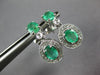 .65CT DIAMOND & AAA EMERALD 14KT WHITE GOLD OVAL & ROUND FLOWER HANGING EARRINGS