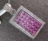 EXTRA LARGE 3.58CT DIAMOND & AAA PINK SAPPHIRE 14KT WHITE GOLD FLOATING PENDANT