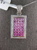 EXTRA LARGE 3.58CT DIAMOND & AAA PINK SAPPHIRE 14KT WHITE GOLD FLOATING PENDANT