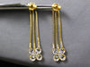 ESTATE 1.42CT DIAMOND 14KT YELLOW GOLD 3D 4 LEAF CLOVER FLOWER HANGING EARRINGS