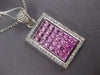 EXTRA LARGE 3.58CT DIAMOND & AAA PINK SAPPHIRE 14KT WHITE GOLD FLOATING PENDANT