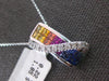 LARGE 2.07CT DIAMOND & AAA MULTI COLOR SAPPHIRE 14KT WHITE GOLD X SLIDER PENDANT