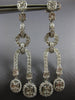 LARGE 2.90CT DIAMOND 18KT WHITE GOLD 3D ROUND & BAGUETTE OVAL HANGING EARRINGS